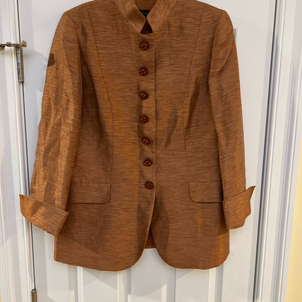 Ladies Size 14 "Dana Buchman" Copper Textured Jacket Linen & Silk GUC ❤️